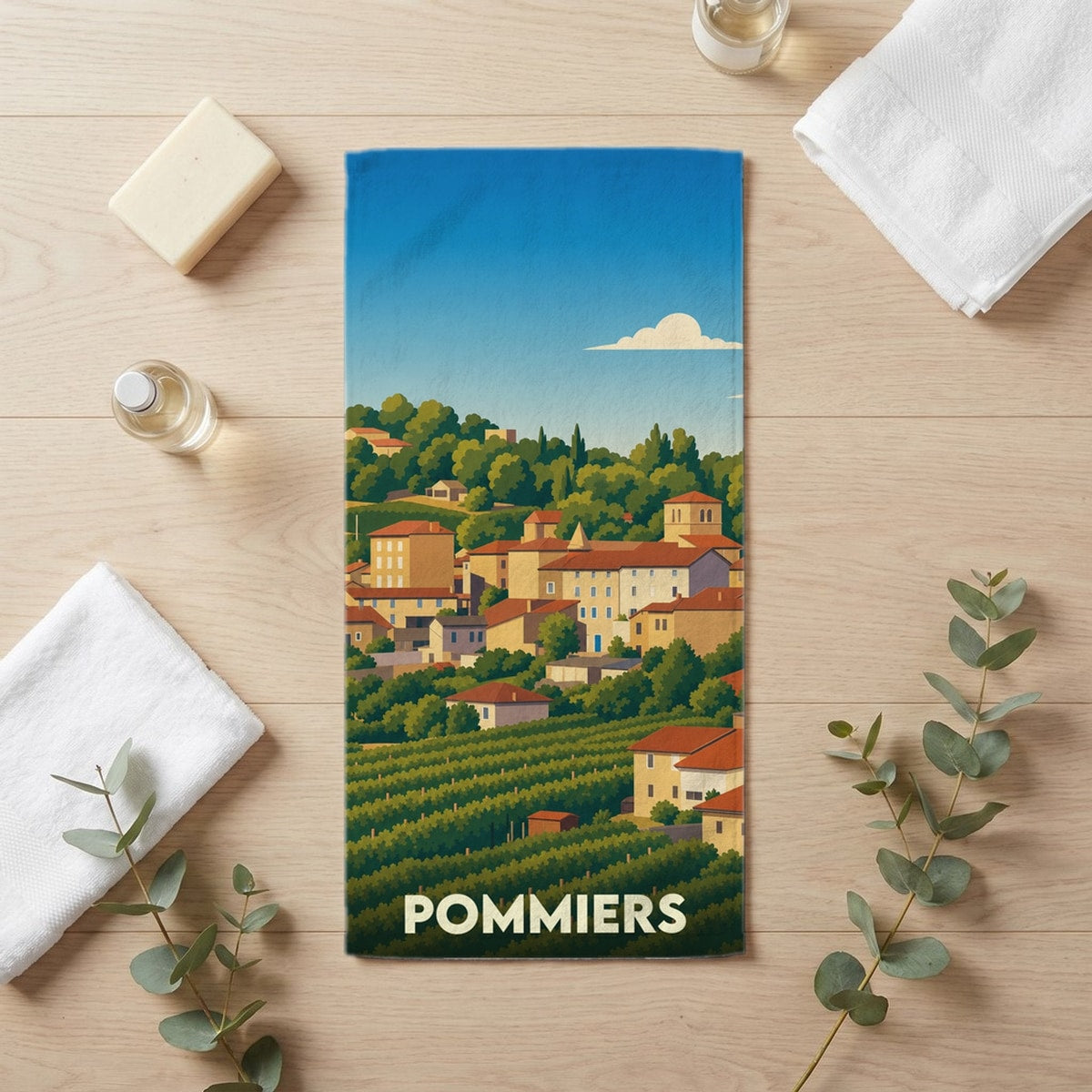 Serviette de bain 30 cm x 60 cm souvenir de Pommiers