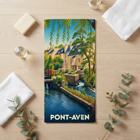 Serviette de bain 30 cm x 60 cm souvenir de Pont-Aven