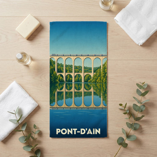 Serviette de bain 30 cm x 60 cm souvenir de Pont-d'Ain