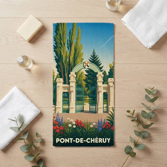 Serviette de bain 30 cm x 60 cm souvenir de Pont-de-Chéruy