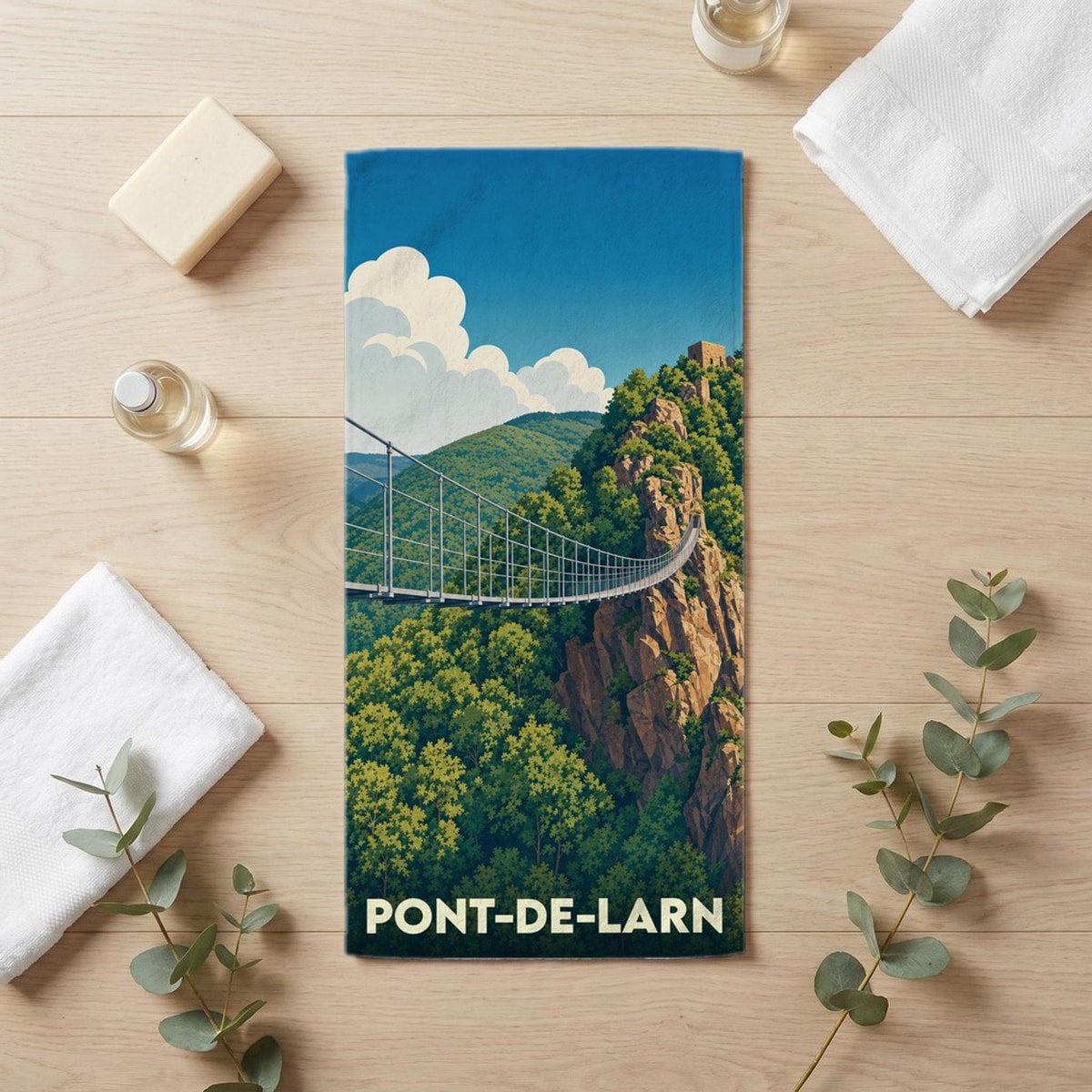 Serviette de bain 30 cm x 60 cm souvenir de Pont-de-Larn