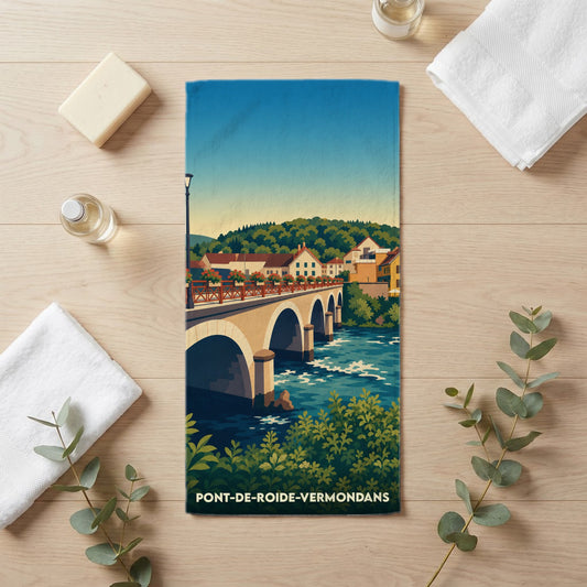 Serviette de bain 30 cm x 60 cm souvenir de Pont-de-Roide-Vermondans