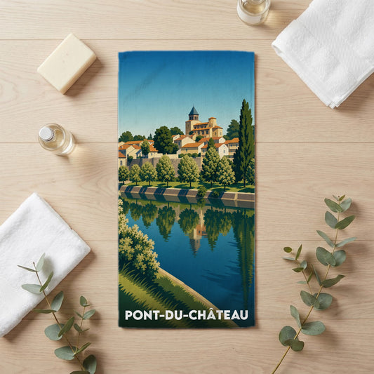 Serviette de bain 30 cm x 60 cm souvenir de Pont-du-Château