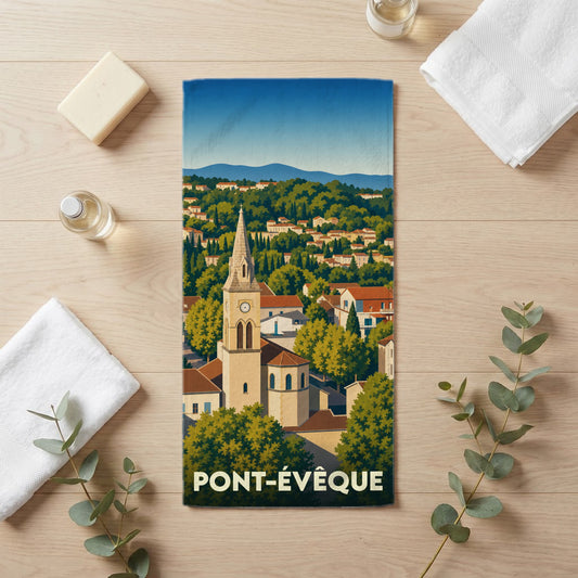 Serviette de bain 30 cm x 60 cm souvenir de Pont-Évêque