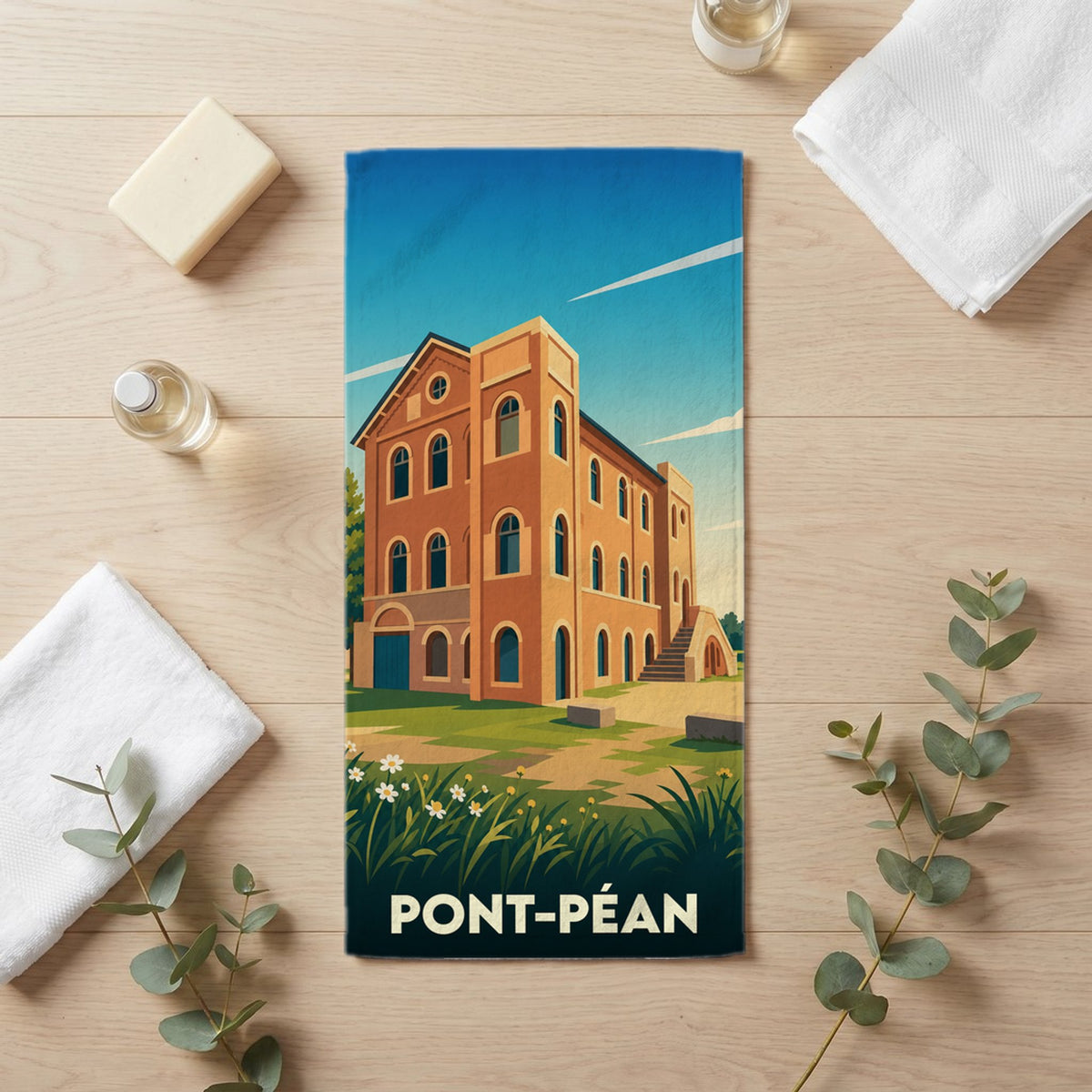 Serviette de bain 30 cm x 60 cm souvenir de Pont-Péan