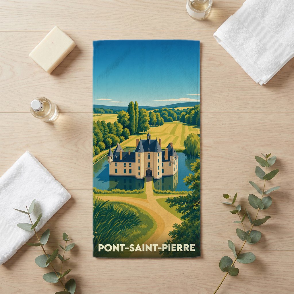 Serviette de bain 30 cm x 60 cm souvenir de Pont-Saint-Pierre