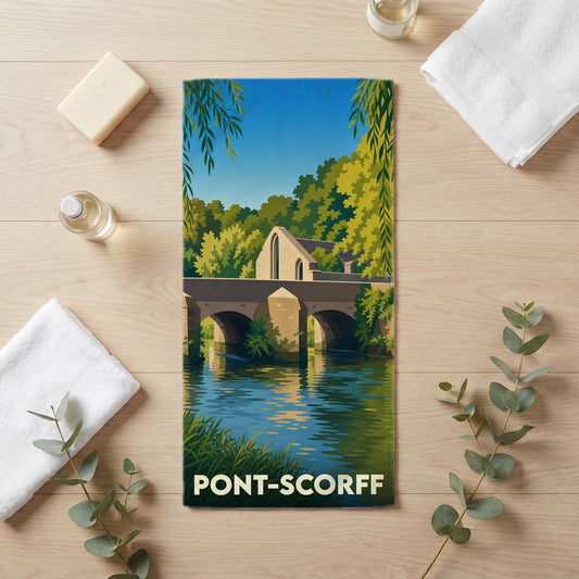 Serviette de bain 30 cm x 60 cm souvenir de Pont-Scorff