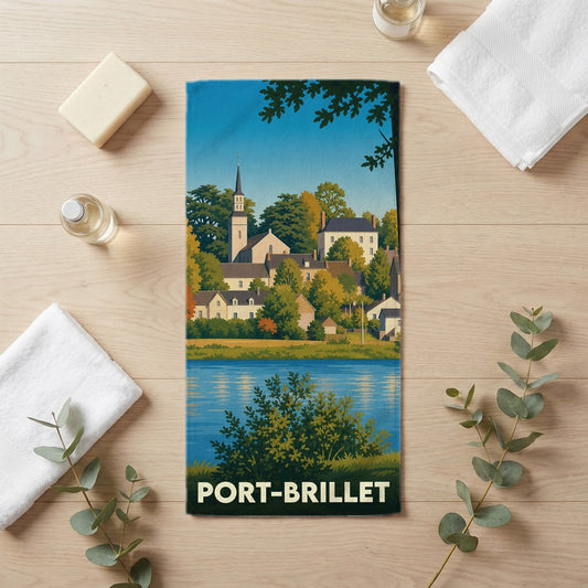 Serviette de bain 30 cm x 60 cm souvenir de Port-Brillet