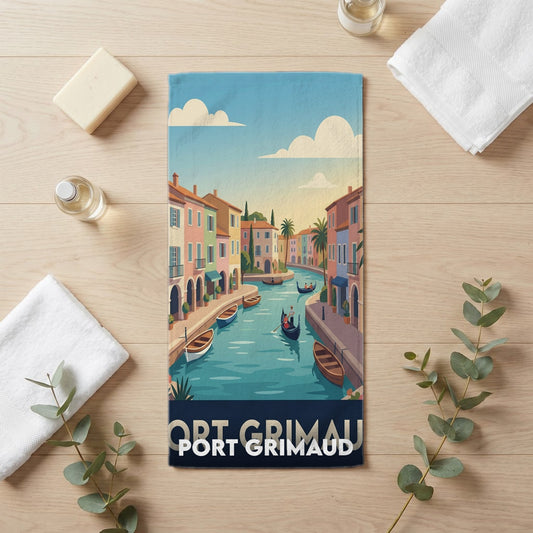 Serviette de bain 30 cm x 60 cm souvenir de Port Grimaud