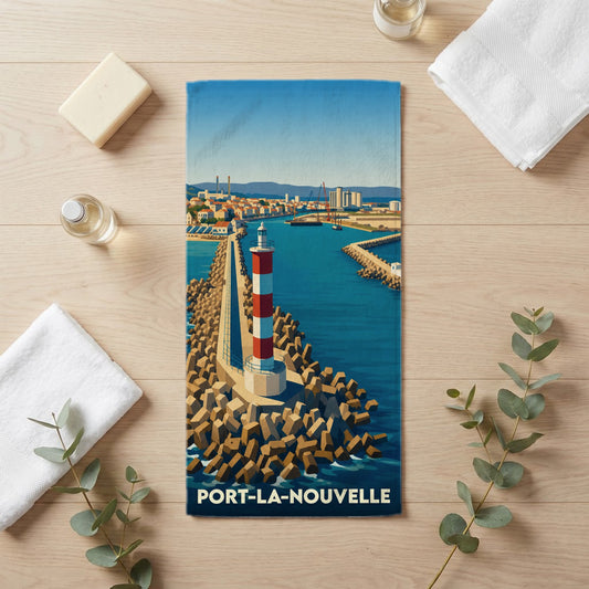 Serviette de bain 30 cm x 60 cm souvenir de Port-la-Nouvelle