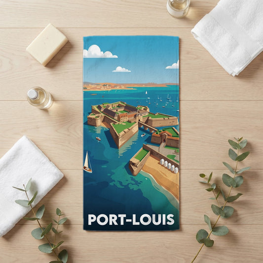 Serviette de bain 30 cm x 60 cm souvenir de Port-Louis