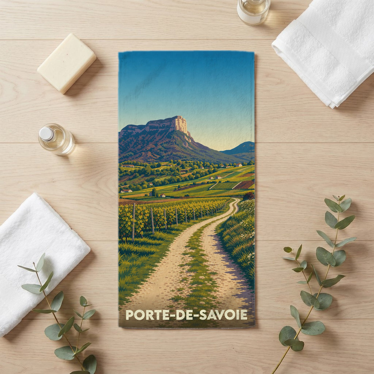 Serviette de bain 30 cm x 60 cm souvenir de Porte-de-Savoie