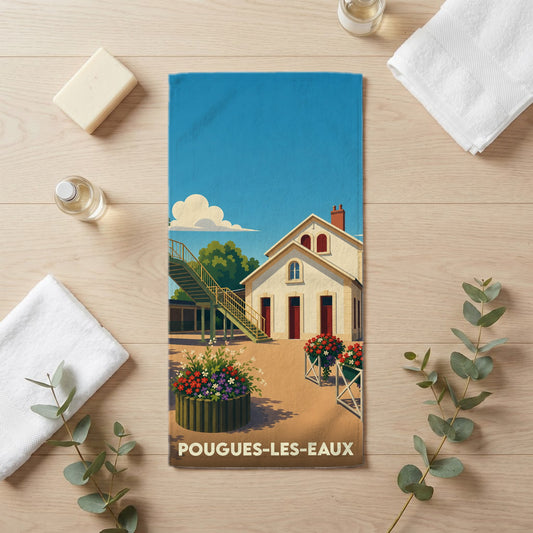 Serviette de bain 30 cm x 60 cm souvenir de Pougues-les-Eaux