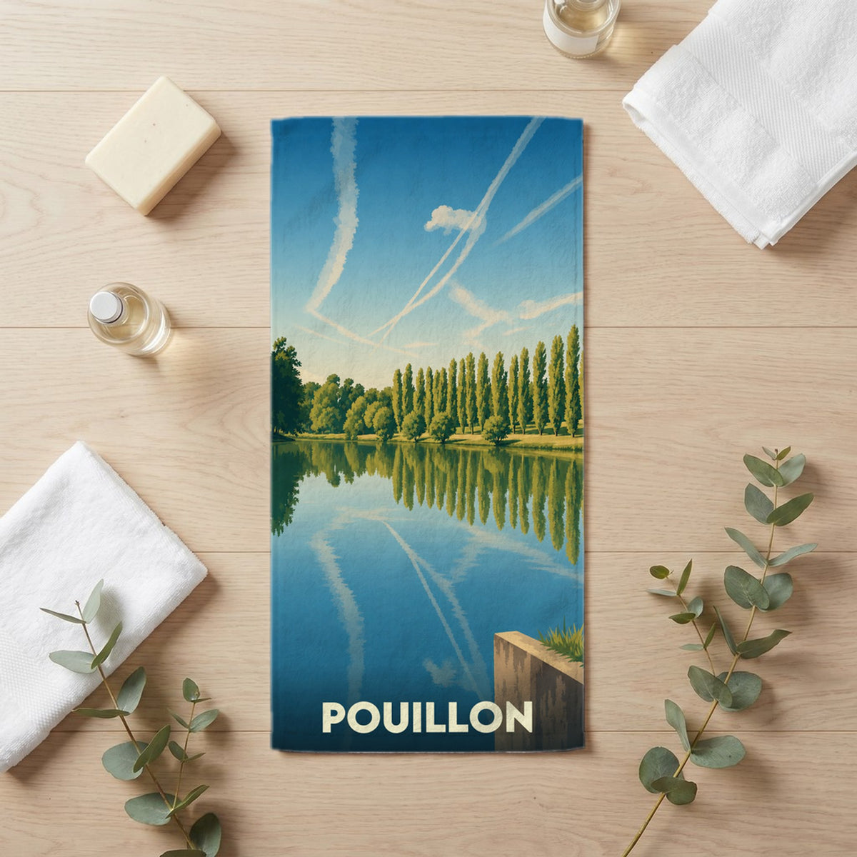 Serviette de bain 30 cm x 60 cm souvenir de Pouillon
