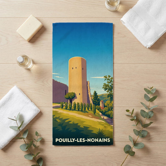 Serviette de bain 30 cm x 60 cm souvenir de Pouilly-les-Nonains