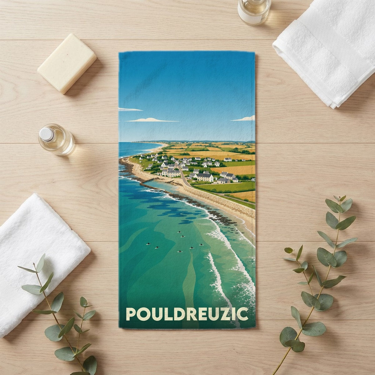 Serviette de bain 30 cm x 60 cm souvenir de Pouldreuzic