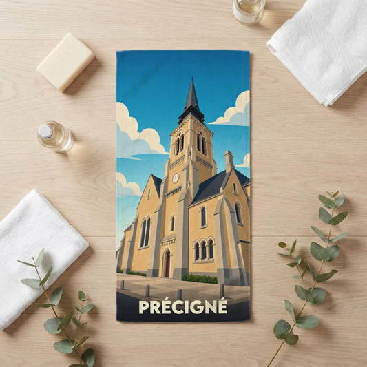 Serviette de bain 30 cm x 60 cm souvenir de Précigné