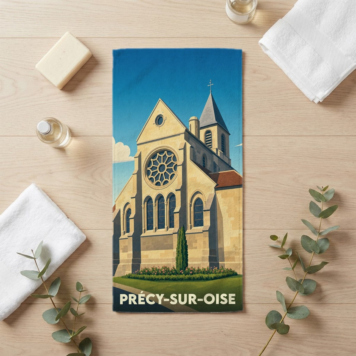 Serviette de bain 30 cm x 60 cm souvenir de Précy-sur-Oise