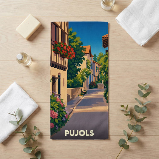 Serviette de bain 30 cm x 60 cm souvenir de Pujols