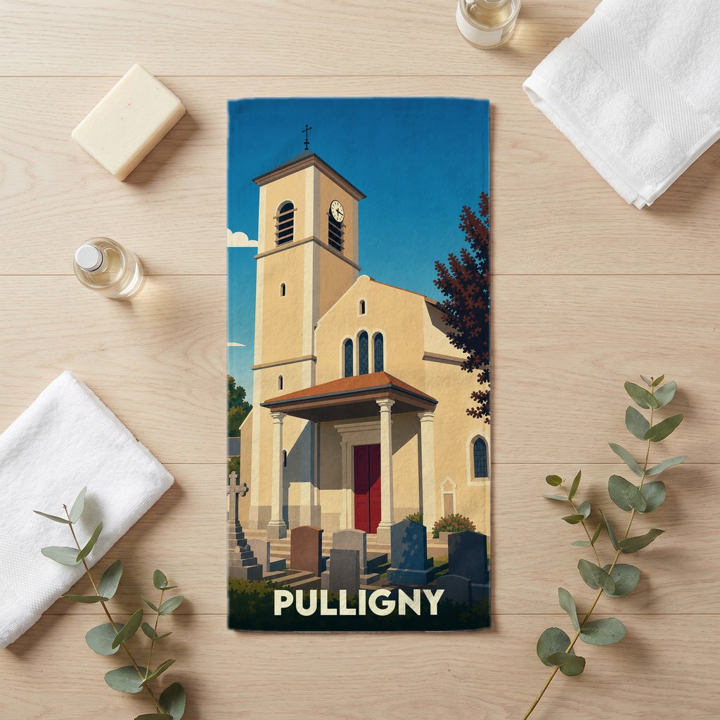 Serviette de bain 30 cm x 60 cm souvenir de Pulligny