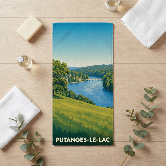 Serviette de bain 30 cm x 60 cm souvenir de Putanges-le-Lac