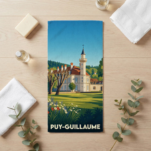 Serviette de bain 30 cm x 60 cm souvenir de Puy-Guillaume