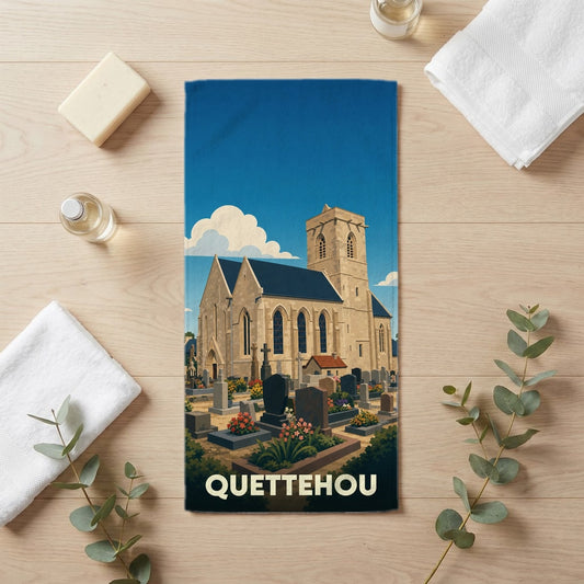 Serviette de bain 30 cm x 60 cm souvenir de Quettehou