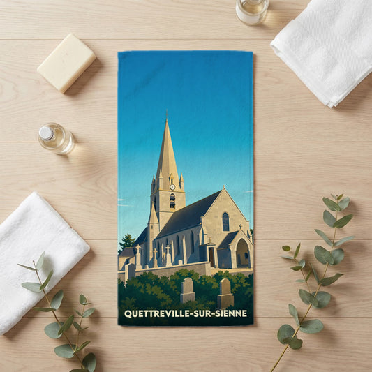 Serviette de bain 30 cm x 60 cm souvenir de Quettreville-sur-Sienne