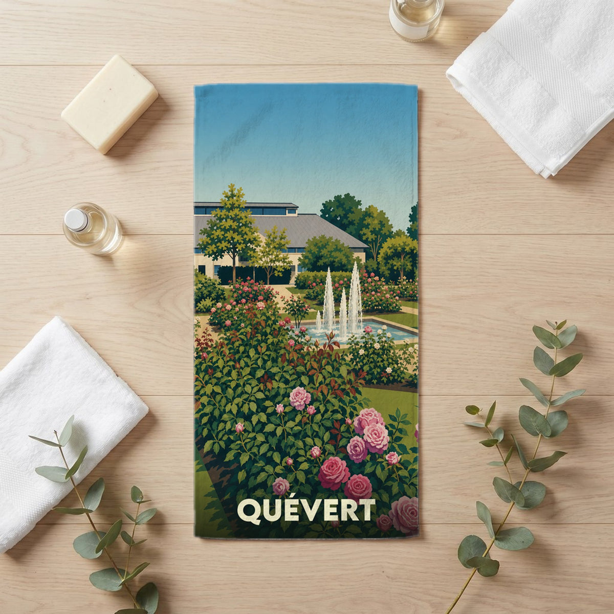Serviette de bain 30 cm x 60 cm souvenir de Quévert