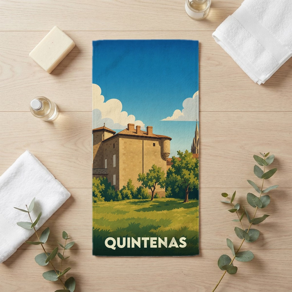 Serviette de bain 30 cm x 60 cm souvenir de Quintenas
