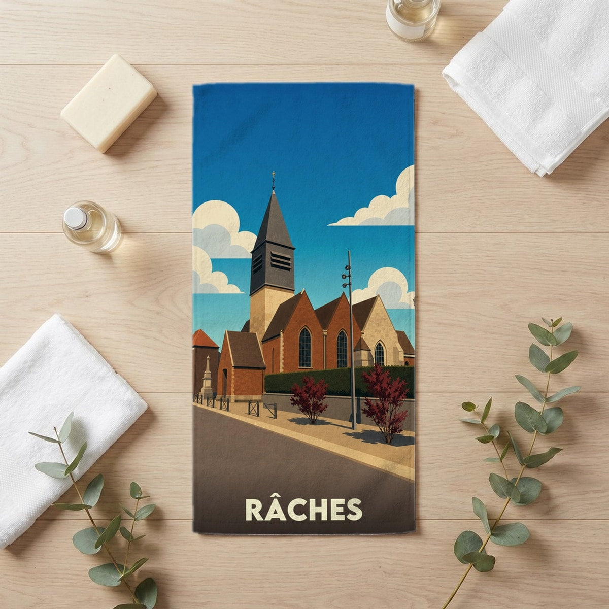 Serviette de bain 30 cm x 60 cm souvenir de Râches