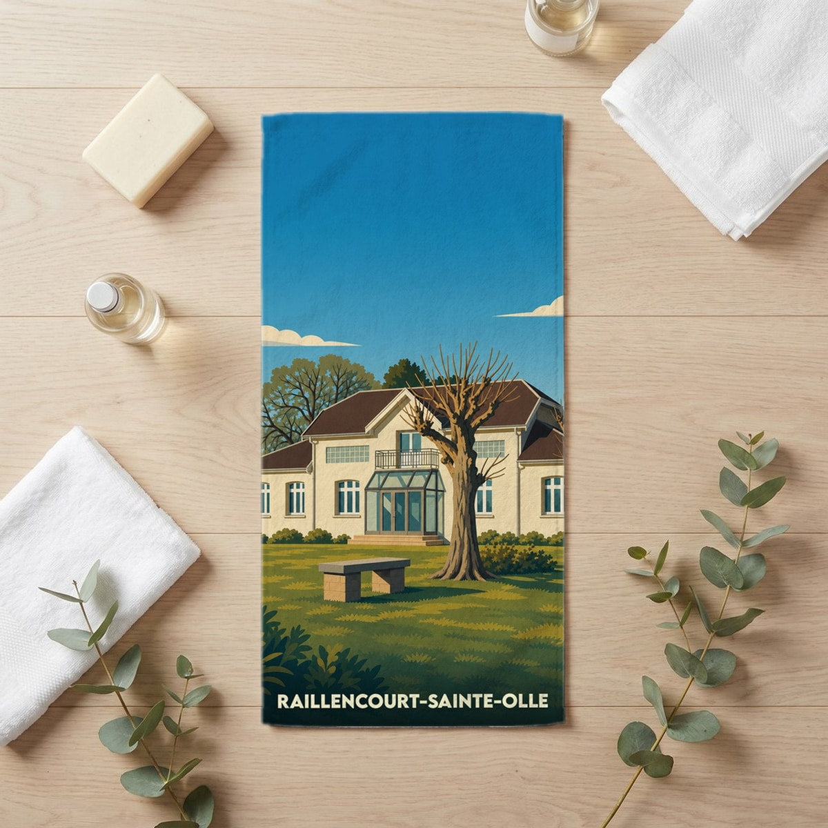 Serviette de bain 30 cm x 60 cm souvenir de Raillencourt-Sainte-Olle