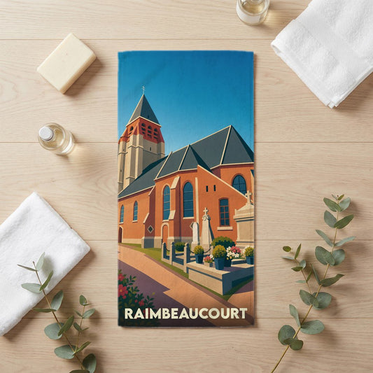 Serviette de bain 30 cm x 60 cm souvenir de Raimbeaucourt