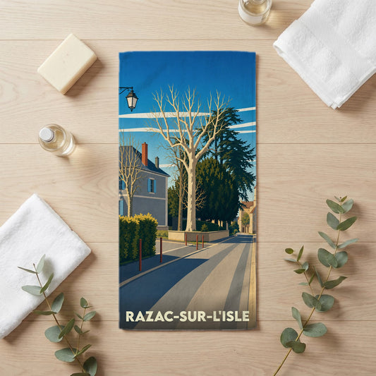 Serviette de bain 30 cm x 60 cm souvenir de Razac-sur-l'Isle