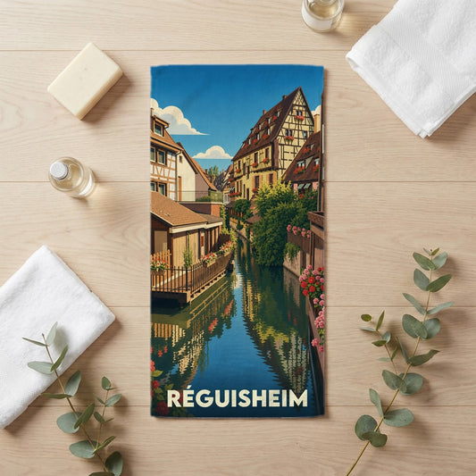 Serviette de bain 30 cm x 60 cm souvenir de Réguisheim