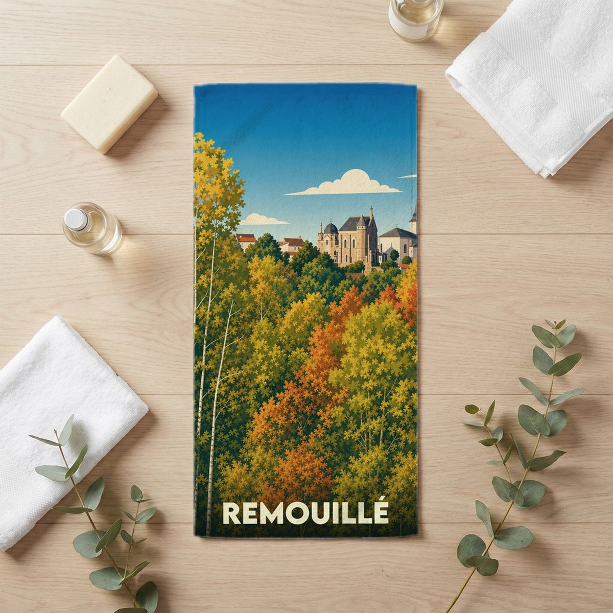 Serviette de bain 30 cm x 60 cm souvenir de Remouillé