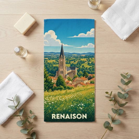 Serviette de bain 30 cm x 60 cm souvenir de Renaison
