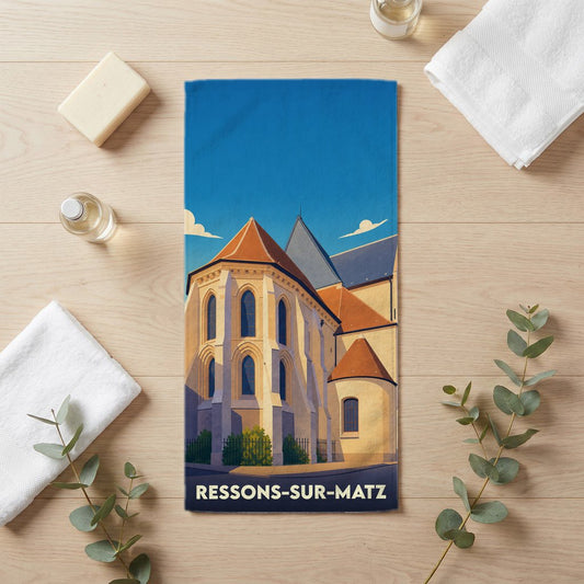 Serviette de bain 30 cm x 60 cm souvenir de Ressons-sur-Matz