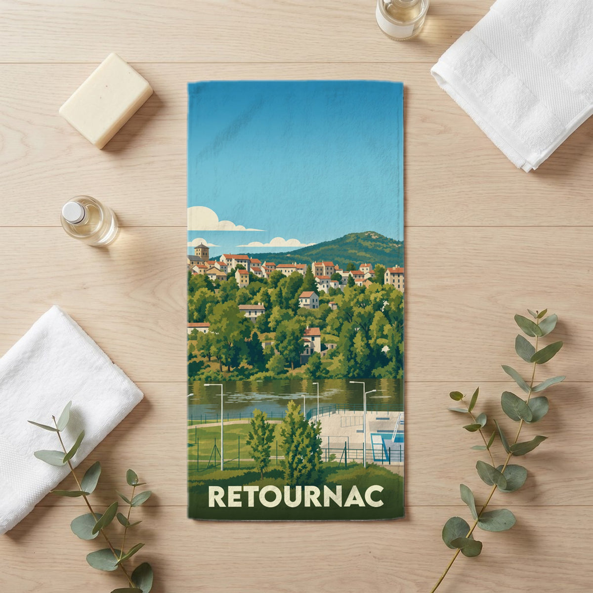 Serviette de bain 30 cm x 60 cm souvenir de Retournac