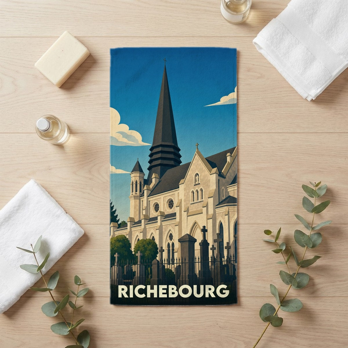Serviette de bain 30 cm x 60 cm souvenir de Richebourg
