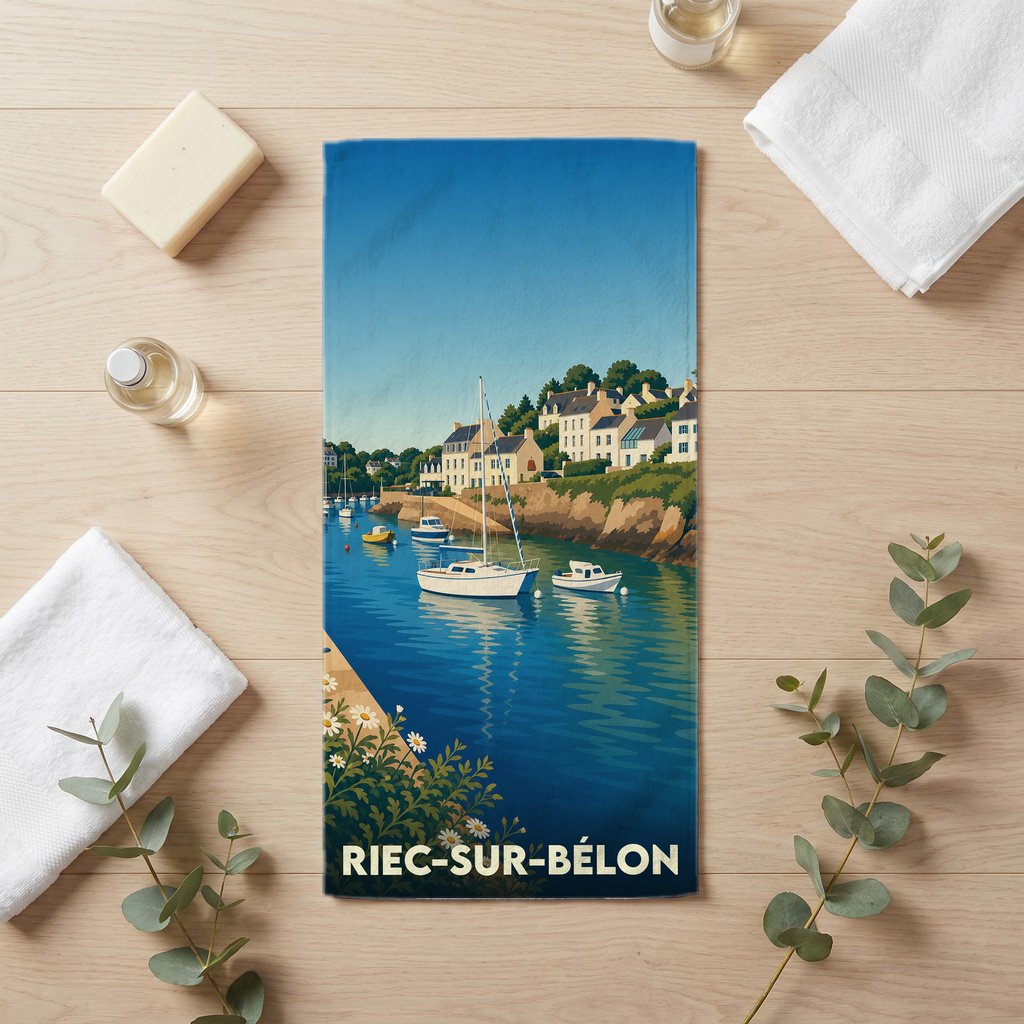 Serviette de bain 30 cm x 60 cm souvenir de Riec-sur-Bélon