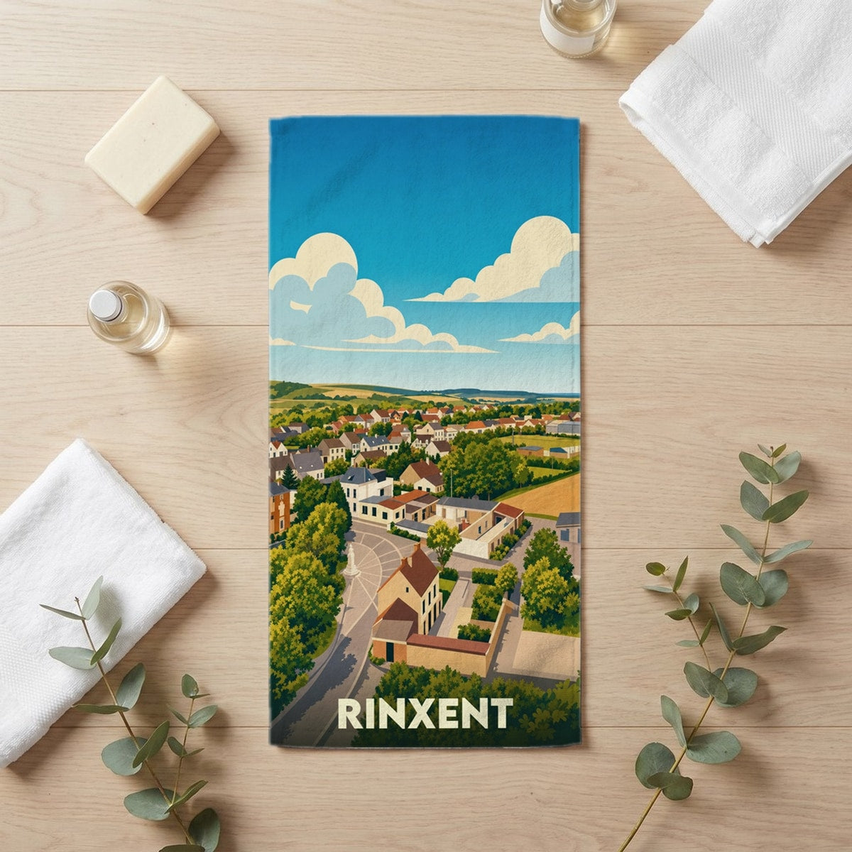Serviette de bain 30 cm x 60 cm souvenir de Rinxent