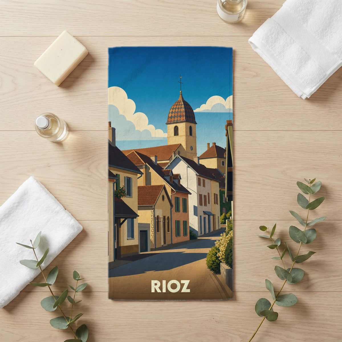 Serviette de bain 30 cm x 60 cm souvenir de Rioz