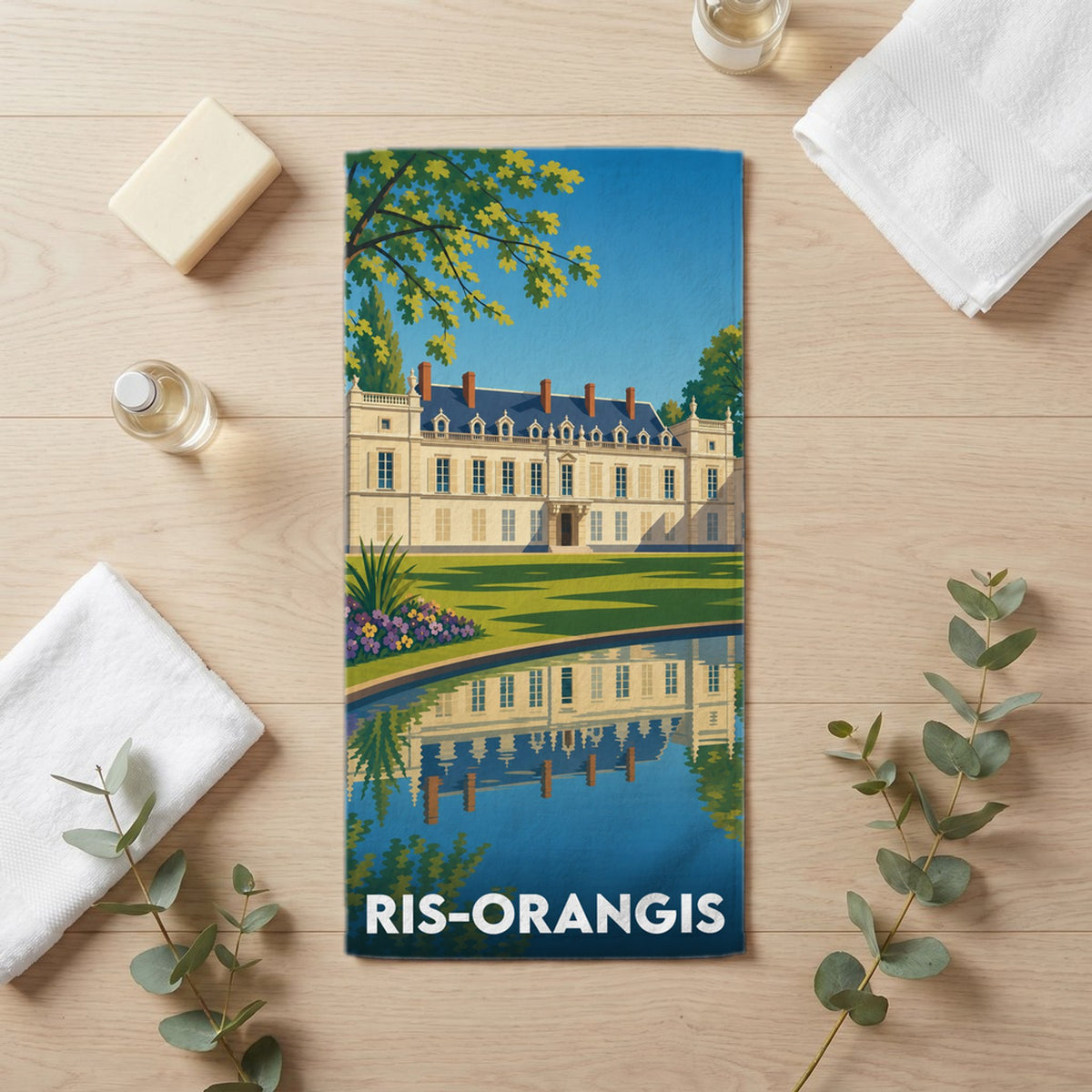 Serviette de bain 30 cm x 60 cm souvenir de Ris-Orangis