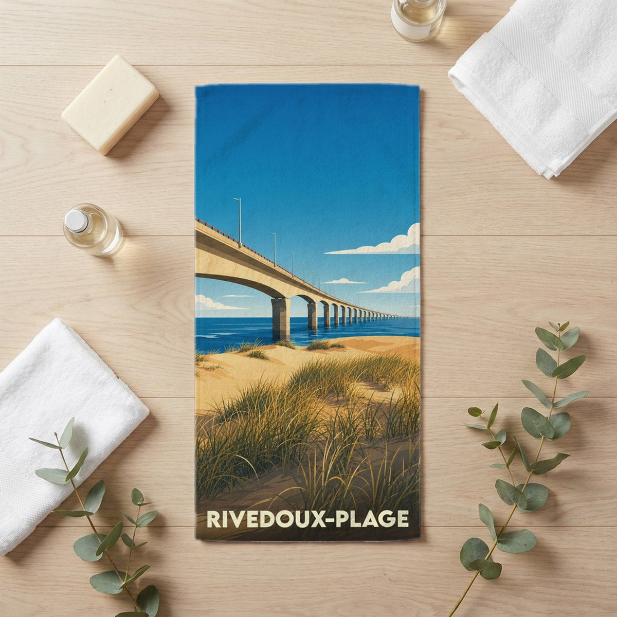 Serviette de bain 30 cm x 60 cm souvenir de Rivedoux-Plage