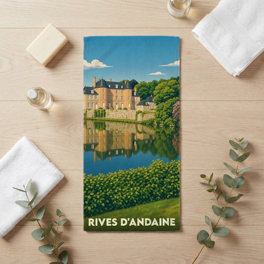 Serviette de bain 30 cm x 60 cm souvenir de Rives d'Andaine