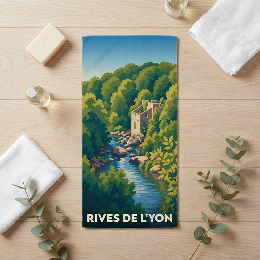 Serviette de bain 30 cm x 60 cm souvenir de Rives de l'Yon