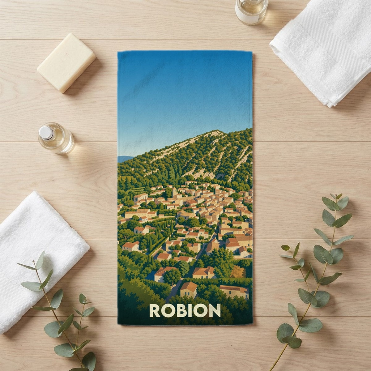 Serviette de bain 30 cm x 60 cm souvenir de Robion
