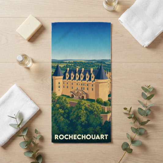 Serviette de bain 30 cm x 60 cm souvenir de Rochechouart
