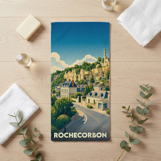 Serviette de bain 30 cm x 60 cm souvenir de Rochecorbon